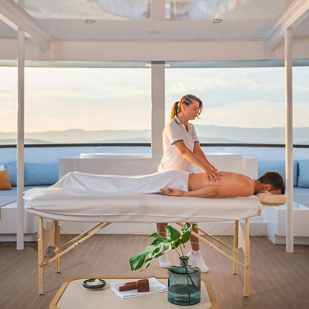 luxury yacht massage with a view to islands - charter in croatia