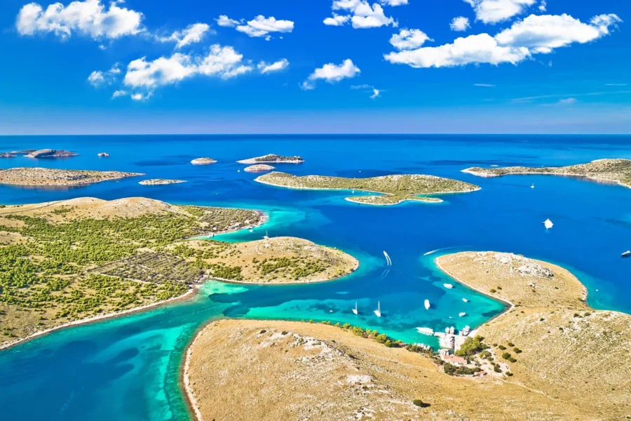 Aerial View of the Kornati Islands National Park a Premier Yacht Charter Destination in Croatia
